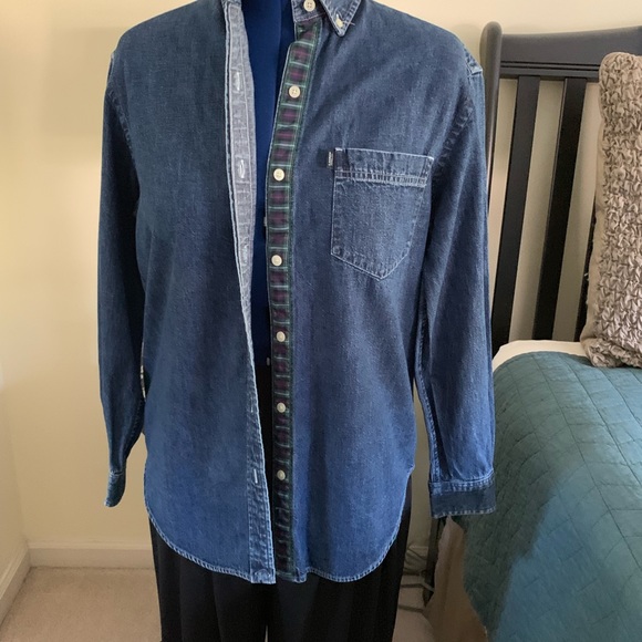 Ralph Lauren Denim Plaid Placket Detail Top - Picture 4 of 6